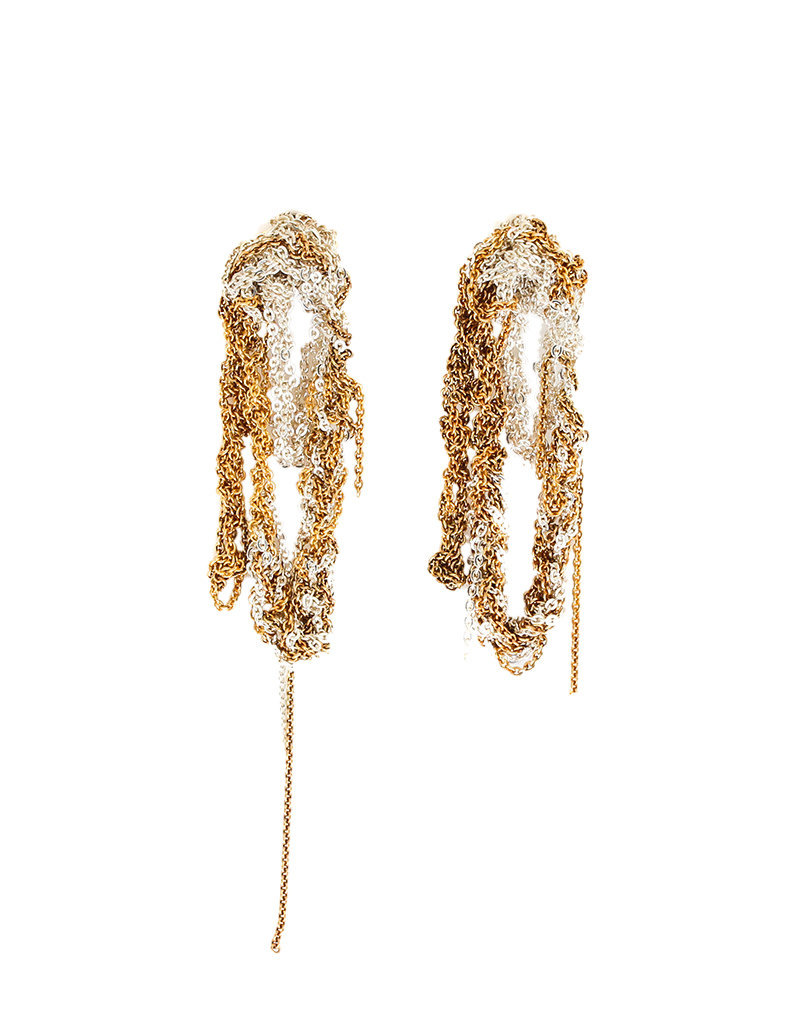 2-Tone Drip Earrings in 18k Gold Vermeil and Silver