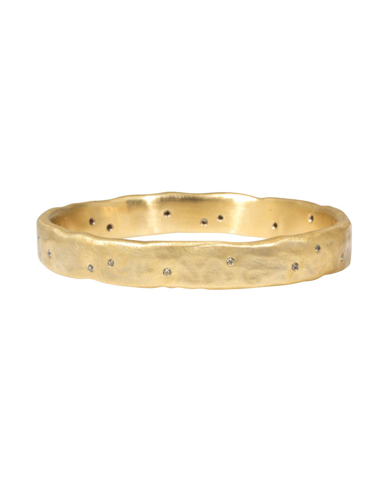 Heavy Oval Bangle in Bronze with 20 Yellow Sapphires