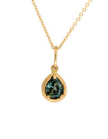 Marian Maurer City Pendant with Teardrop Green Sapphire in 18k Yellow Gold