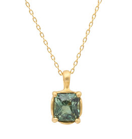 Marian Maurer City Pendant with Rectangular Green Sapphire in 18k Yellow Gold