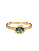 Marian Maurer City Ring with Oval Green Blue Parti Sapphire in 18k Yellow Gold