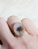 Picture Agate Ring in 18k Yellow Gold