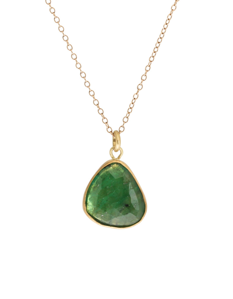 Rosecut Emerald Pendant in 22k & 18k Yellow Gold