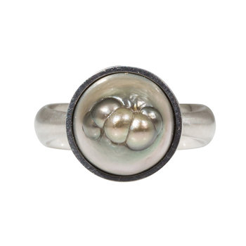 Tahitian Baroque Pearl Ring in Platinum