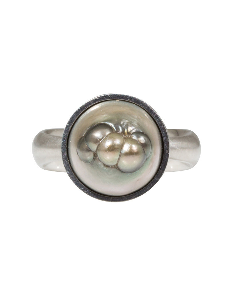 Tahitian Baroque Pearl Ring in Platinum