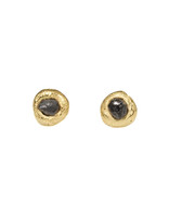 Raw Diamond Post Earrings in 18k Gold