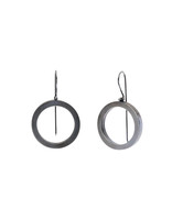 Extra Large Donut Earrings in Oxidized Silver