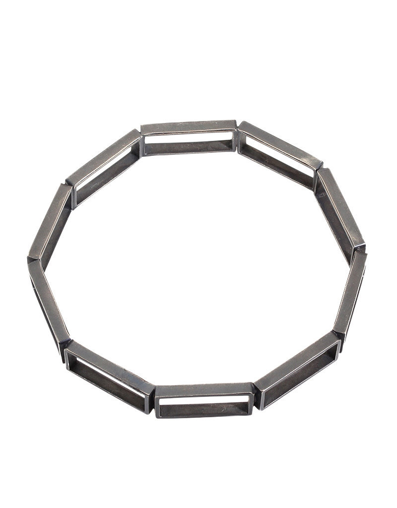 Rectangle Shapes Bangle in Oxidized Silver