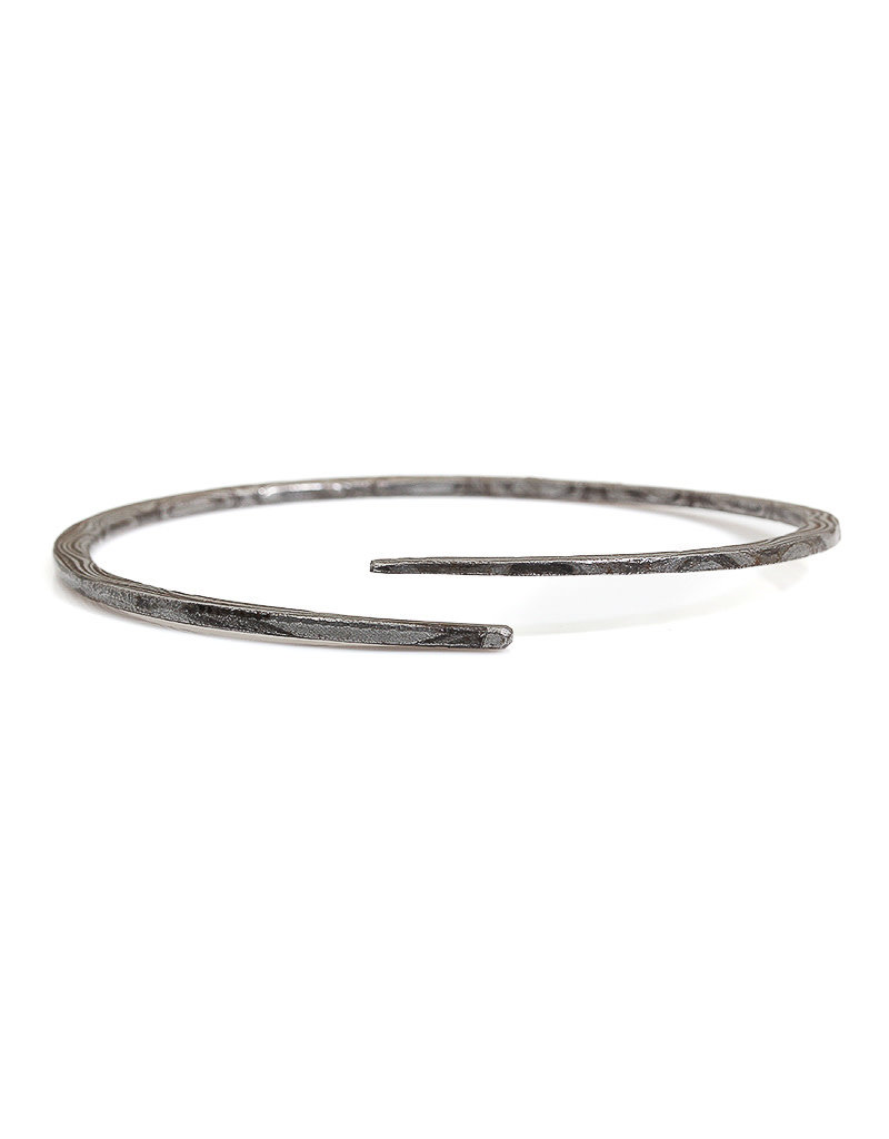 Oval Bangle Bracelet in Damascus Steel