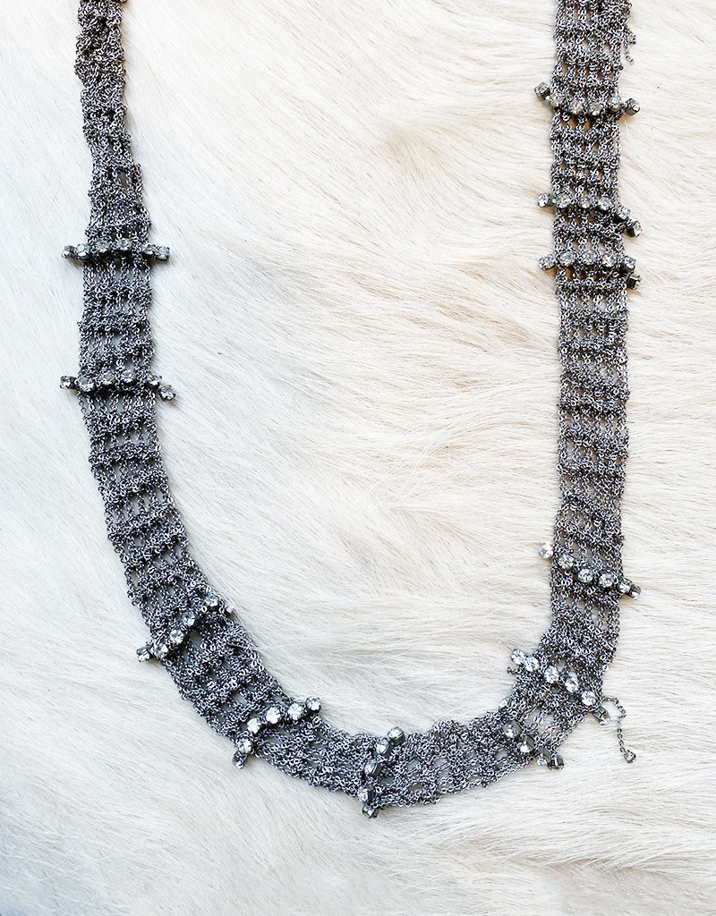 Crystal Track Ribbon Necklace