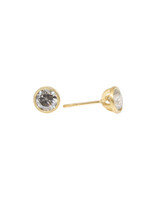 Basket Post Earrings  with Salt and Pepper Diamonds in 18k Yellow Gold