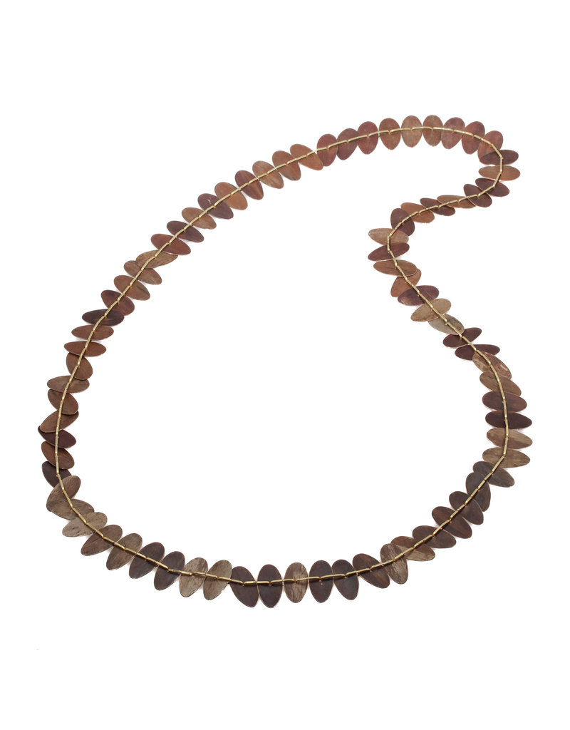 Laura Lienhard Long Leaf Necklace in Shibuichi, 18k Gold