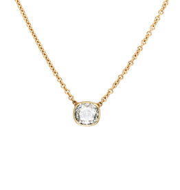 Rounded Square Diamond Pendant with 18k Yellow Gold Chain