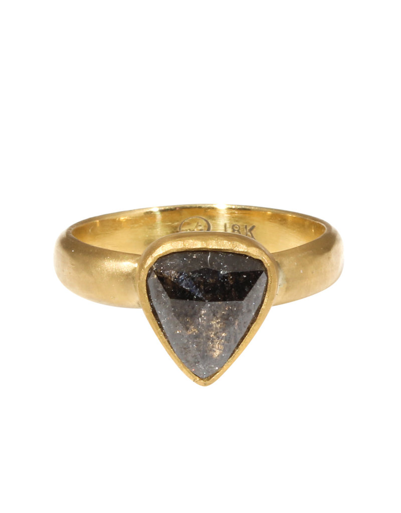 Rosecut Salt & Pepper Diamond Ring in 22k & 18k Yellow Gold