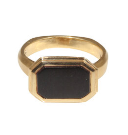 Black Jade “Tulip” Signet Ring in 18k Gold