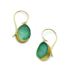 Emerald Teardrop Earrings in 18k Yellow Gold