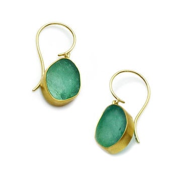 Emerald Teardrop Earrings in 18k Yellow Gold