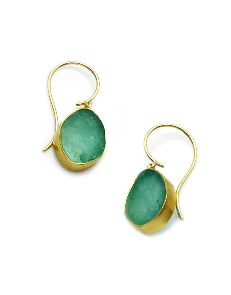 Emerald Teardrop Earrings in 18k Yellow Gold