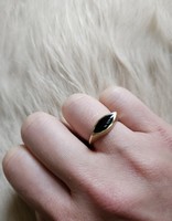 Oculus Signet Ring with Black Jade  in 14k Gold