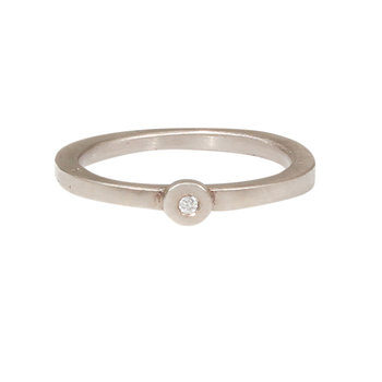 Stacking Dot Ring in 18k Palladium White Gold with White Diamond