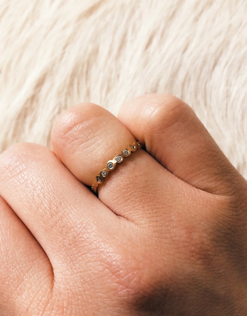 Cascade Ring with Seven Diamonds in 18k Rose Gold