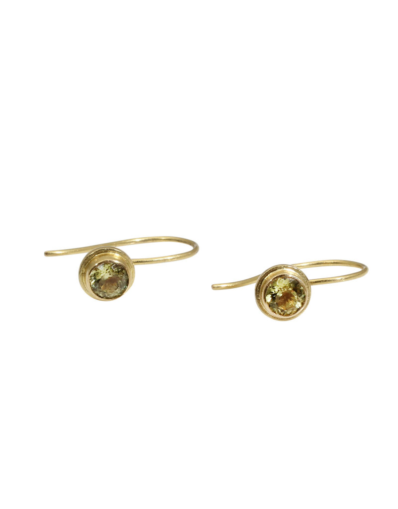 Green Garnet Earrings in 18k Yellow Gold