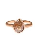 Teardrop Rose Cut Diamond Solitaire in 18k Rose Gold and 22k Gold