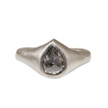 Teardrop Rosecut Diamond Ring in Platinum
