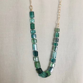 Tracy Conkle *Fine Green Tourmaline Crystal Necklace in 18k Gold