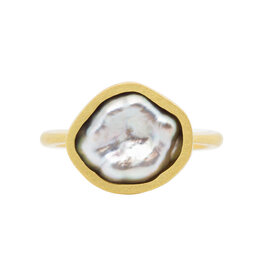 Keshi Pearl Ring in 18k Yellow Gold