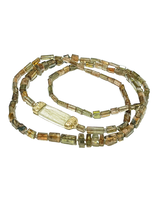 Green Rutilated Quartz Necklace with Andalucite Beads in Yellow Bronze