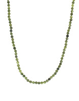 Matte Green Jade Bead Necklace with Oxidized Silver Clasp