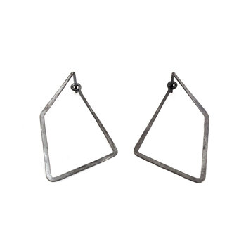Angle Hoop Earrings in Oxidized Silver