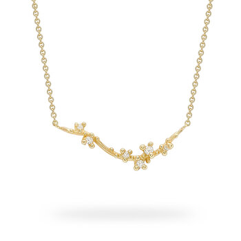 Diamond Encrusted Asymmetric Bar Necklace in 18K Yellow Gold