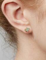 Raw Emerald and Diamond Encrusted Post Earrings in 18k Gold