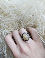 Big Sur Goldsmiths Golden Rutilated Quartz and Diamond Ring with Oxidized Silver and 22k Yellow Gold