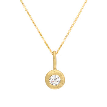 Organic Bezel with Brilliant Diamond Pendant in 18k Yellow Gold