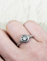 Round Grey Diamond Solitaire Ring in Platinum