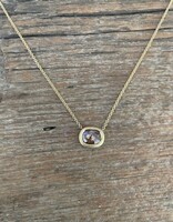 Horizontal Rosecut Rustic Diamond Pendant in 18k Gold