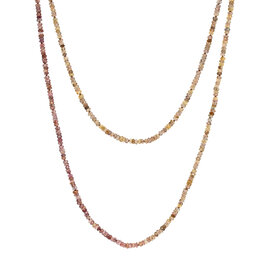 Olive & Mauve Long Beaded Necklace with Sapphires, Spinels & 18k Gold Clasp