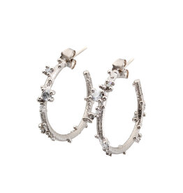 Large Diamond Encrusted Hoop Earrings in 18k White Gold