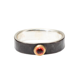 Big Sur Goldsmiths Red Sapphire 5mm Band in Oxidized Silver & 22k Yellow Gold