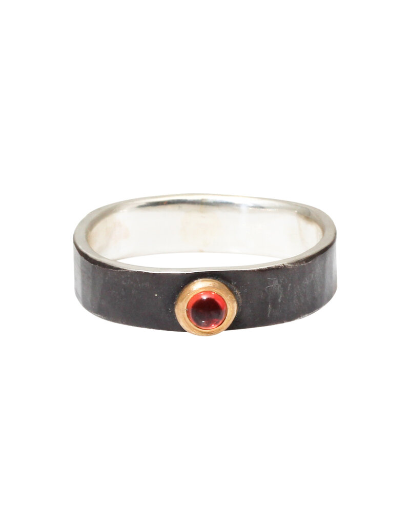 Big Sur Goldsmiths Red Sapphire 5mm Band in Oxidized Silver & 22k Yellow Gold