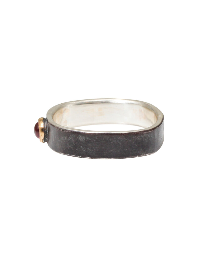 Big Sur Goldsmiths Red Sapphire 5mm Band in Oxidized Silver & 22k Yellow Gold