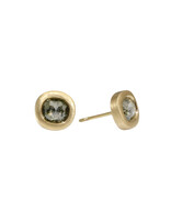 Organic Shape Rosecut Salt and Pepper Diamond Post Earrings in 18k Gold