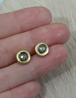 Organic Shape Rosecut Salt and Pepper Diamond Post Earrings in 18k Gold