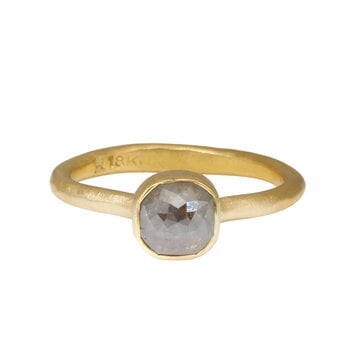 Salt and Pepper Rosecut Diamond Ring in 18k Yellow Gold