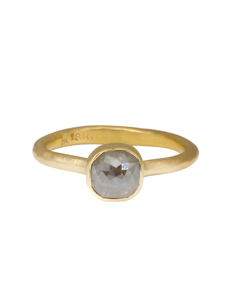 Salt and Pepper Rosecut Diamond Ring in 18k Yellow Gold