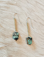 Brass Bar Drop Earrings with Turquoise