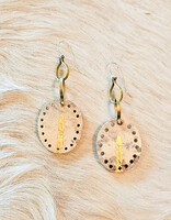 Drilled Antler Slice Earrings with Brass and Silver